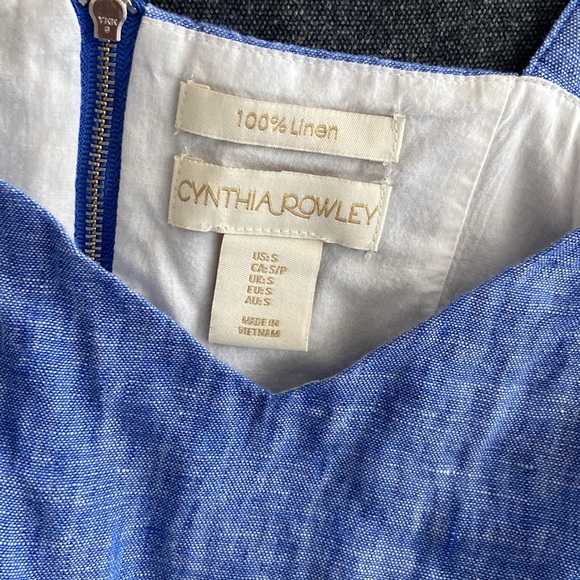 ADORABLE 100% Linen Cynthia Rowley Denim Blue Jumper Dress. Size Small. - Picture 3 of 8